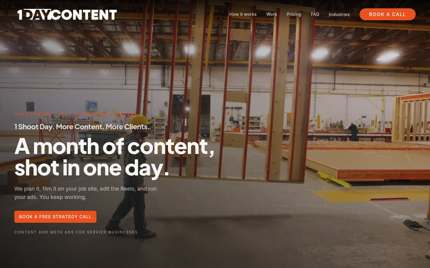 1 Day Content website on desktop