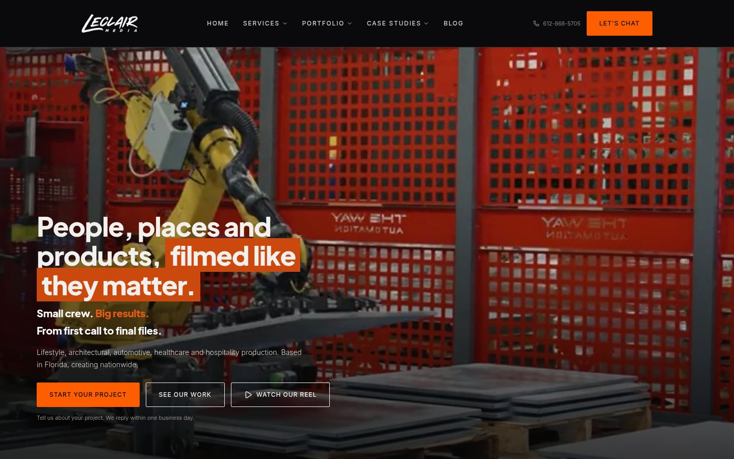 LeClair Media website on desktop